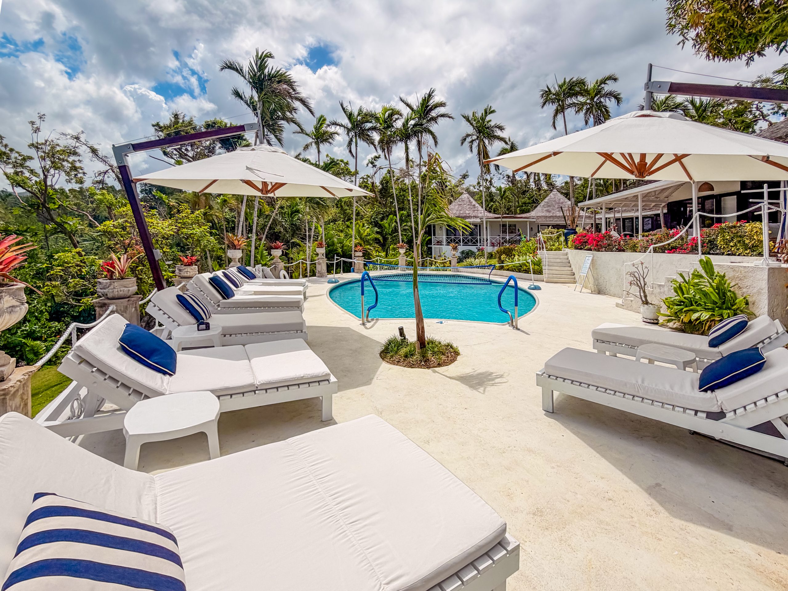 Pool view and access from the luxury villa, Coconut Cottage, in Montego Bay Jamaica. 